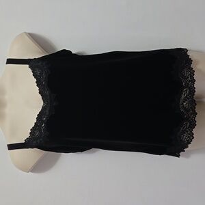 Black Velvet Y2K Lace Whimsigoth Cami Top Tank Goth Vamp Size M